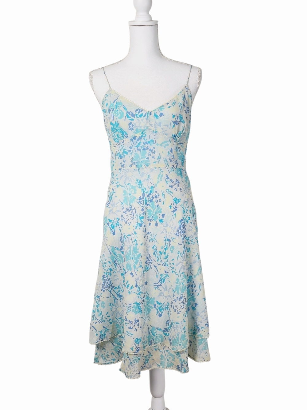VINTAGE 90s Ann Taylor 100% Silk Floral Slip Dress